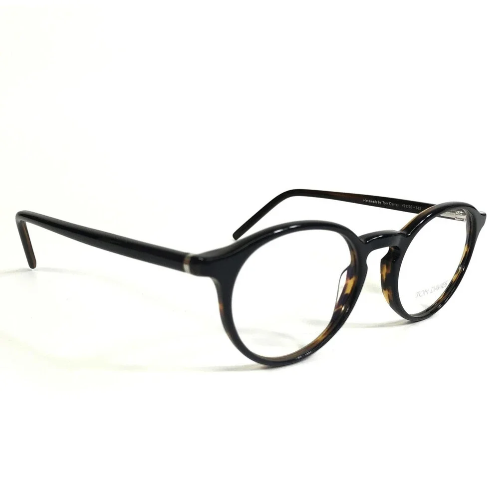 Tom Davies Eyeglasses Frames TD762 Col.1007 Dark Brown Tortoise Round 49-20-145